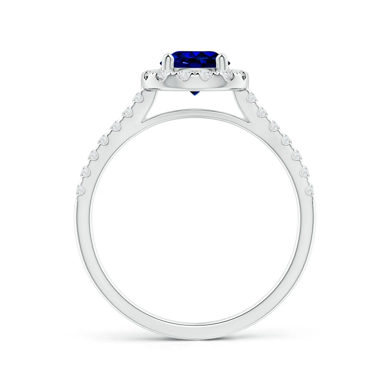 2.5 CT. Classic Halo Blue Sapphire and White Sapphire Ring