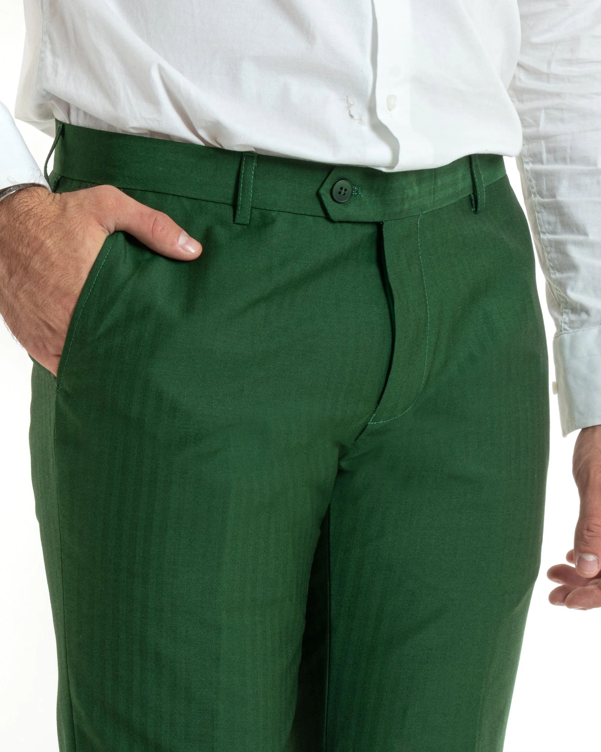 Abito Uomo Monopetto Vestito Gessato Solaro Completo Giacca Pantaloni Verde Elegante Casual GIOSAL-OU2429A