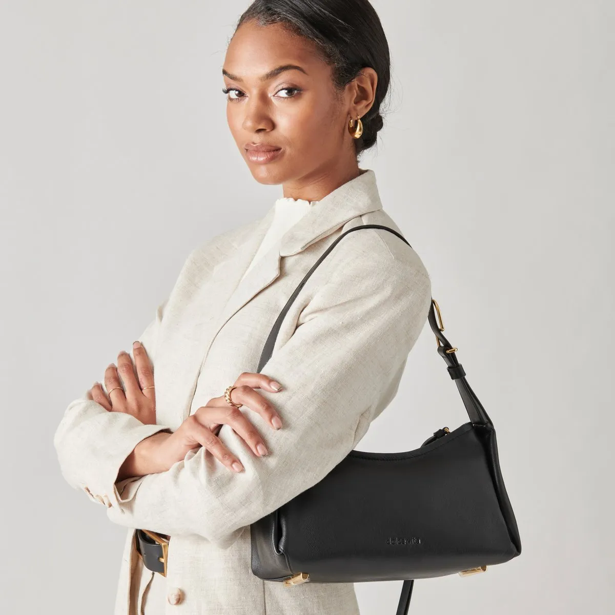 AUDRI SHOULDER BAG BLACK LEATHER