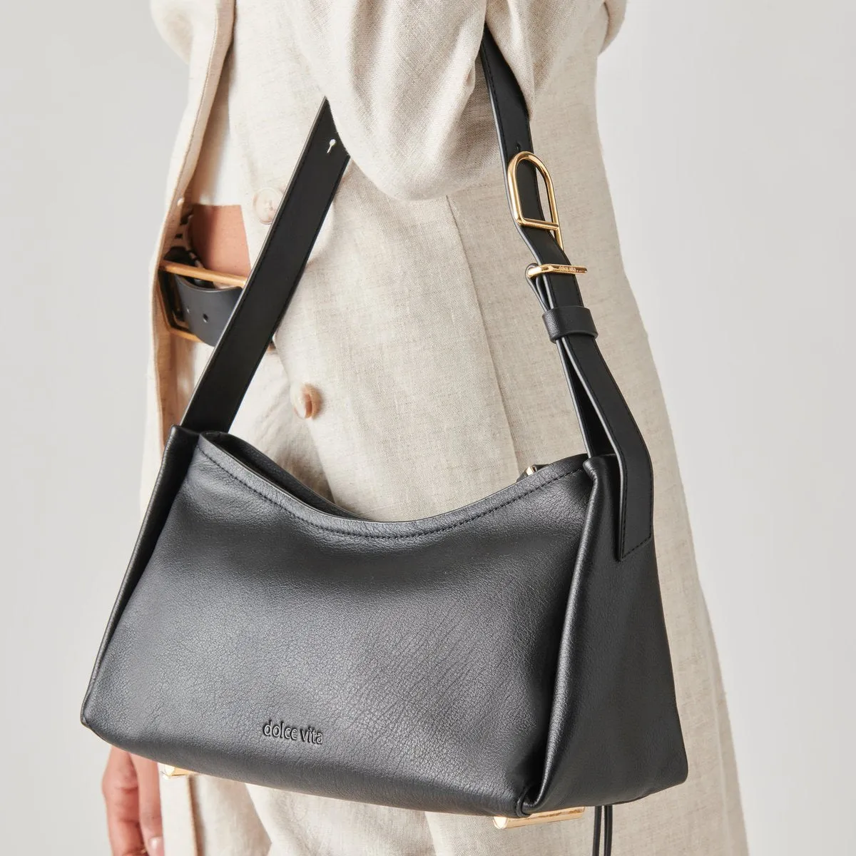 AUDRI SHOULDER BAG BLACK LEATHER