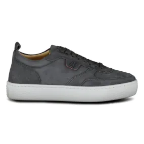 CHRISTIAN LOUBOUTIN HAPPY RUI FLAT SUEDE TRAINERS SMOKE