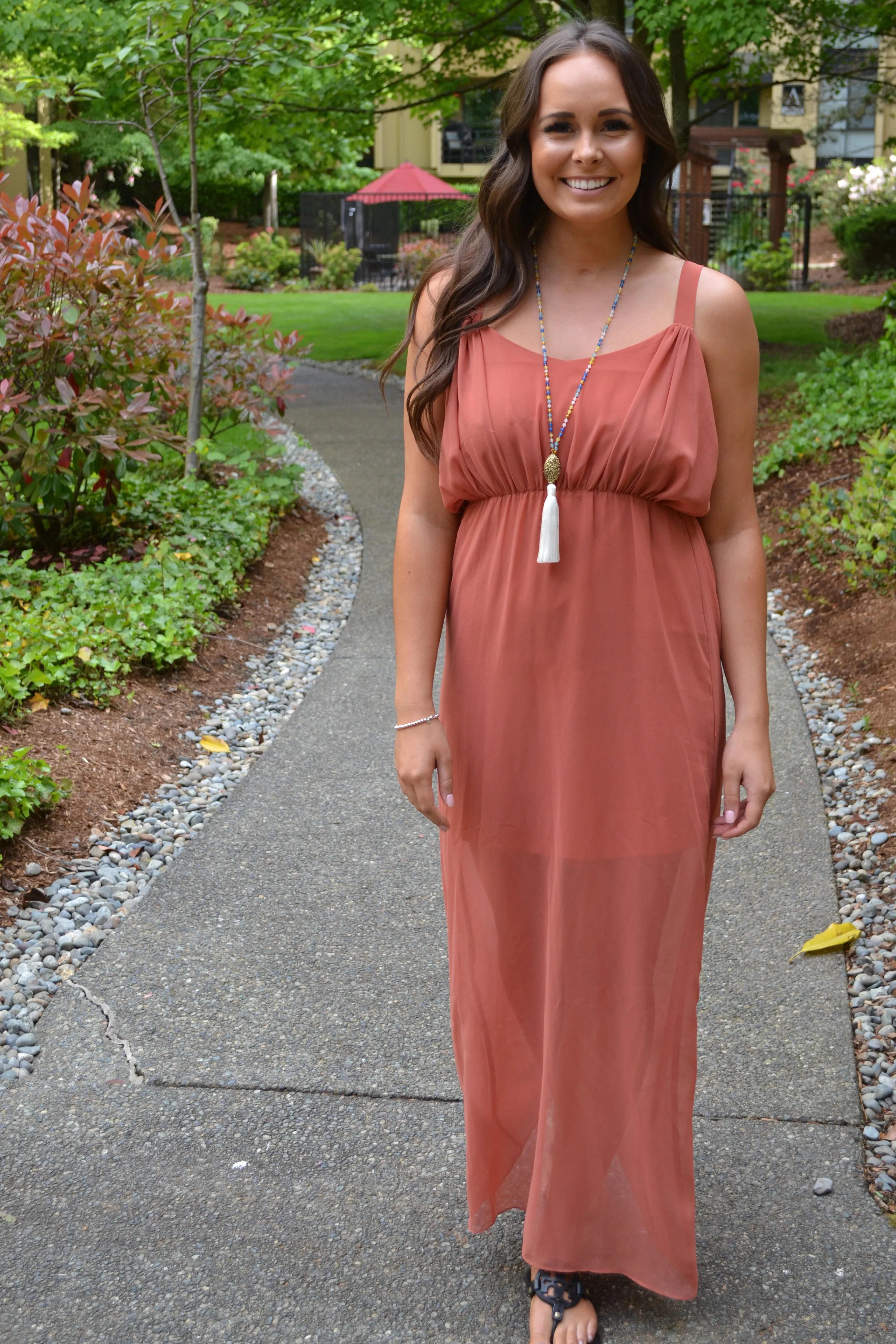 Colorful Bead and Long Silk Tassel Necklace