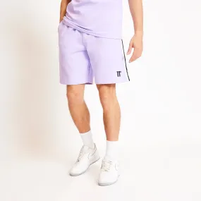 Colour Block Taped Sweat Shorts - Light Lavender / White