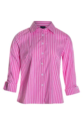 Cotton Rich Shirt | Pink Double Stripe | 6161AR