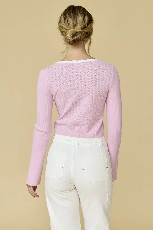 Dylan Sweetheart Flare Sleeve Knit Top