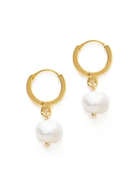 Freshwater Pearl Huggie Hoops by Amano Studio