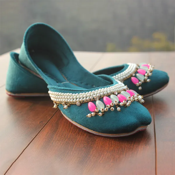 Green Fancy Khussa for girls