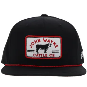 HOOEY JOHN WAYNE HAT BLACK W/RED & WHITE PATCH