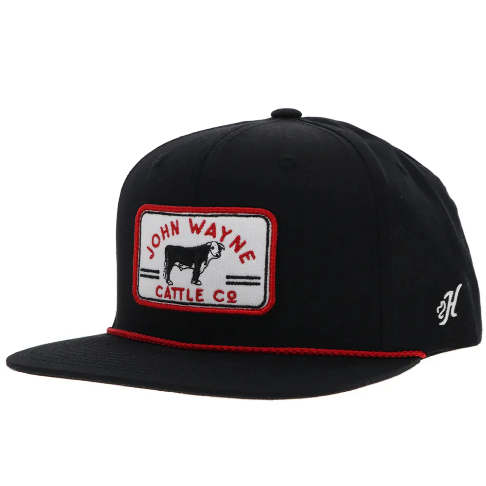 HOOEY JOHN WAYNE HAT BLACK W/RED & WHITE PATCH