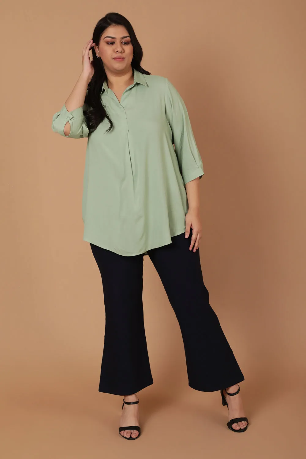 Light Green Centre Pleat Top