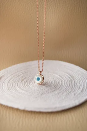 Petite Classic Evil Eye Rose Gold Plated Sterling Silver Chain Necklace