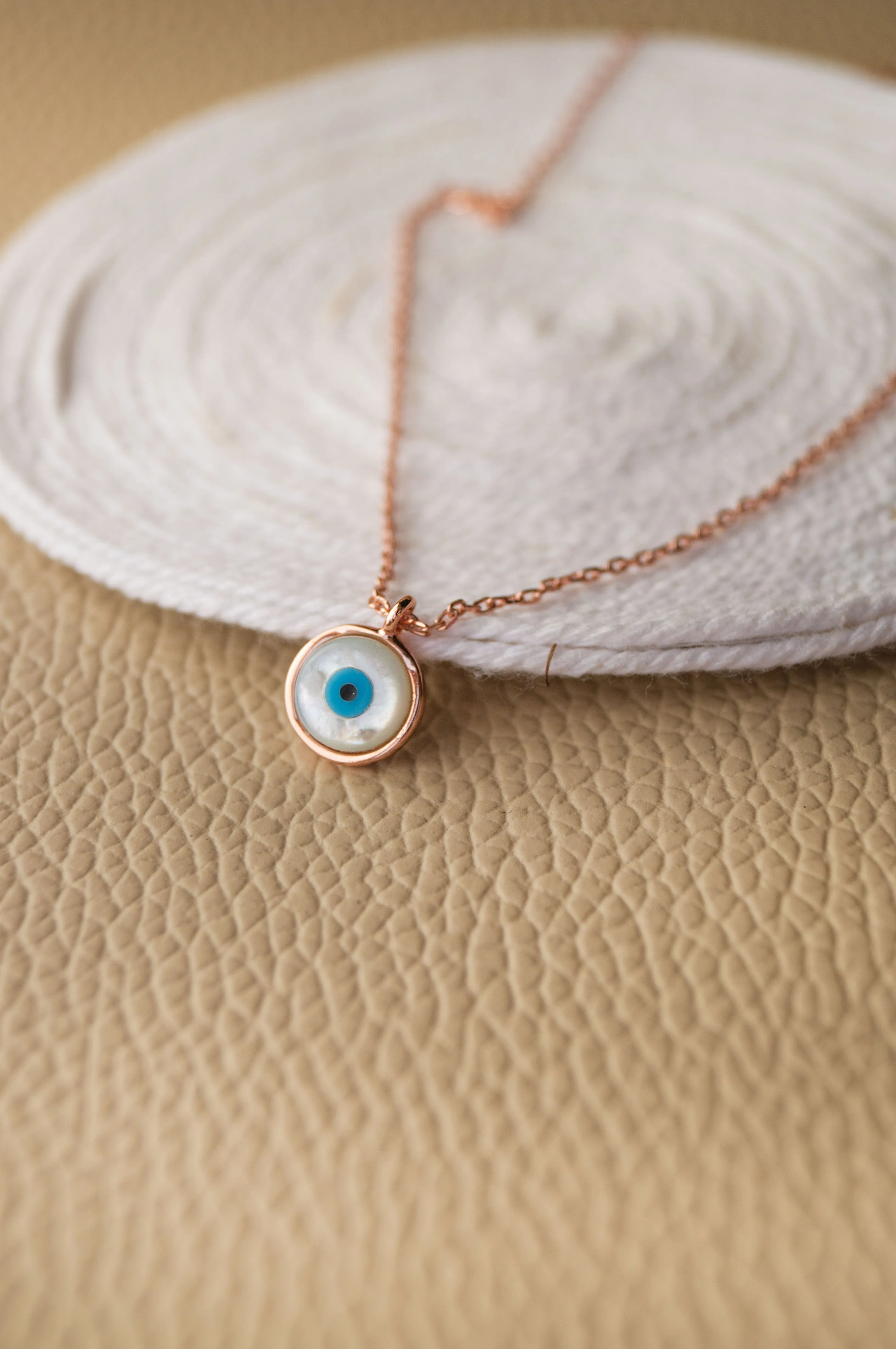 Petite Classic Evil Eye Rose Gold Plated Sterling Silver Chain Necklace