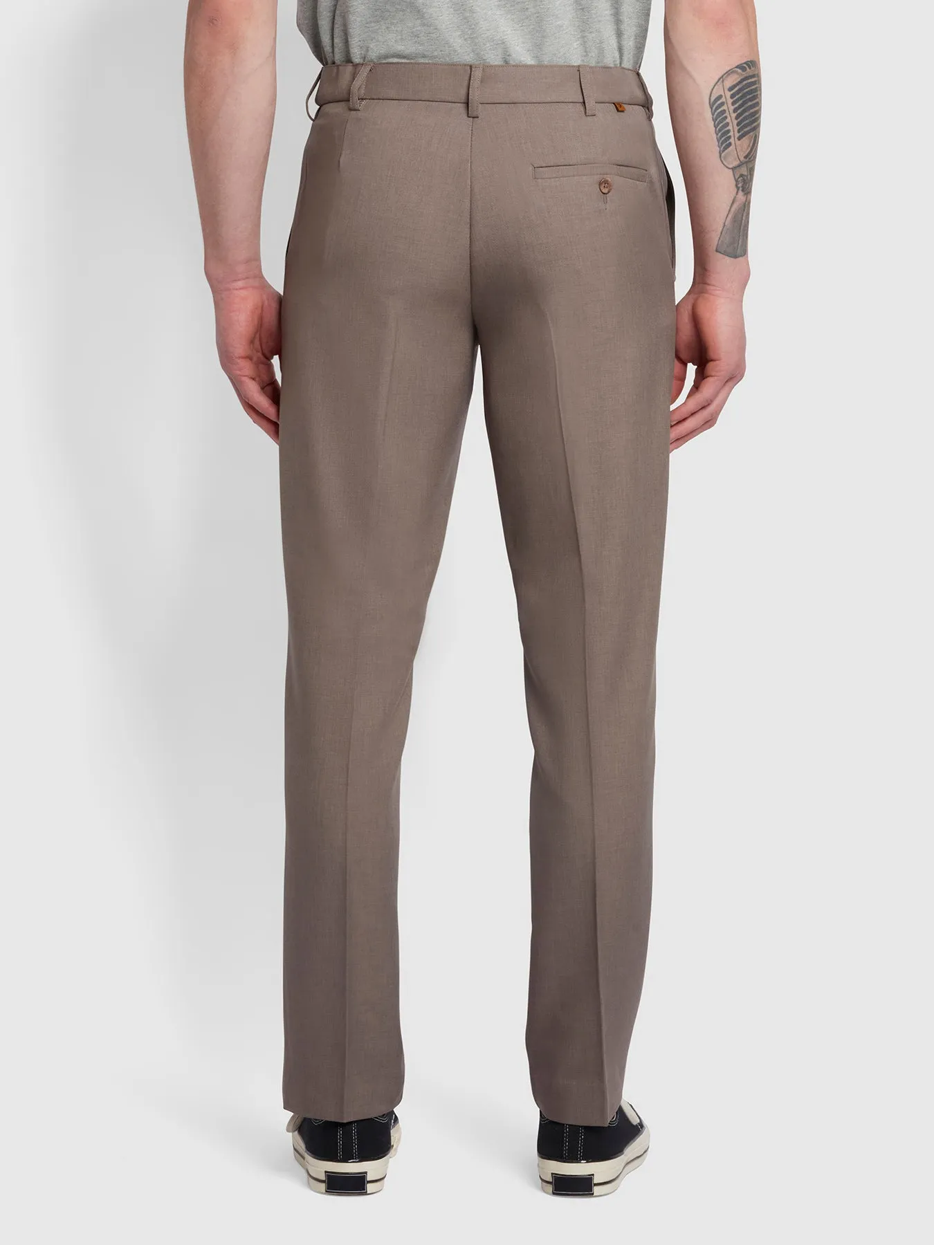 Roachman Flexi Waist Trousers In Dark Taupe