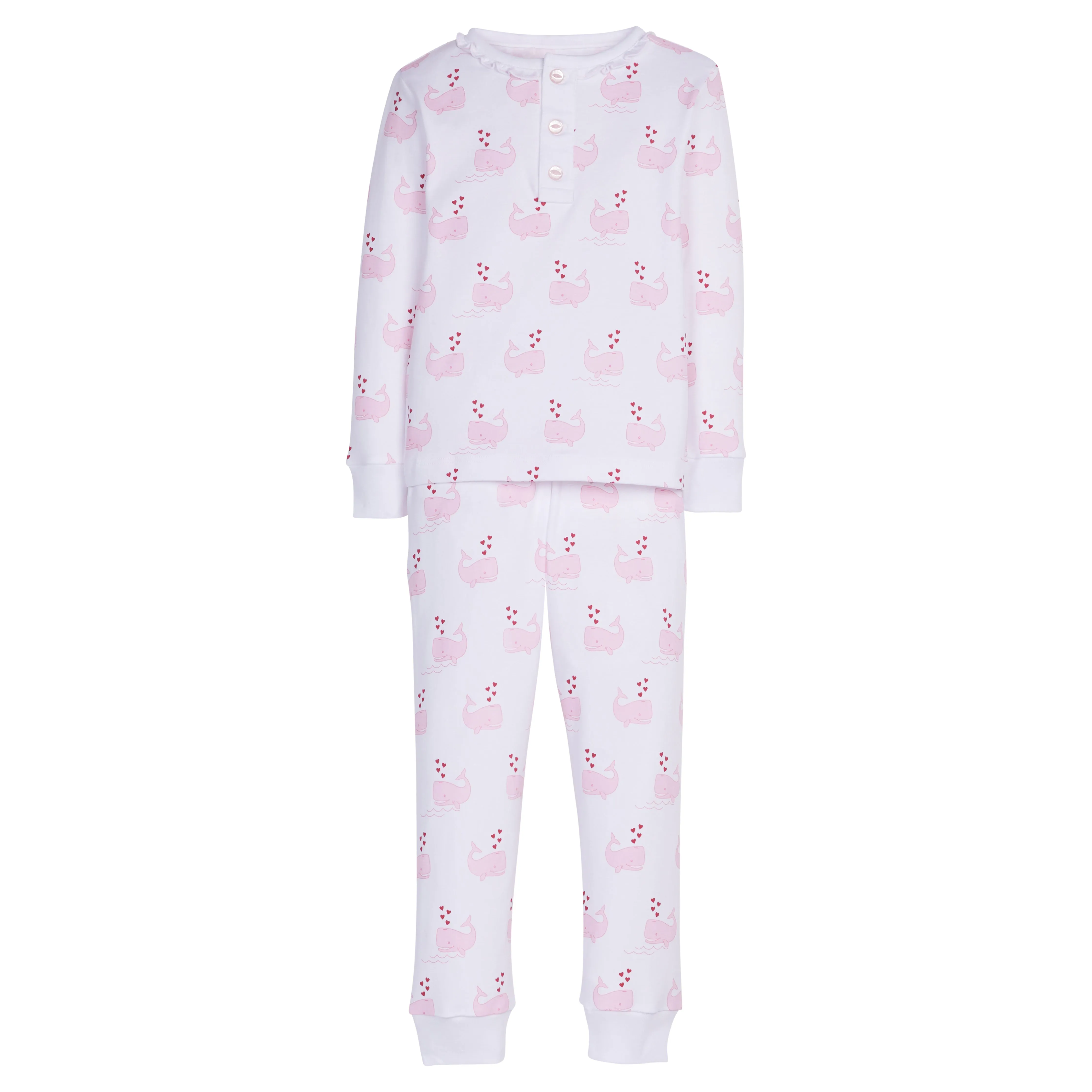 Ruffled Printed Jammies - Pink Whales