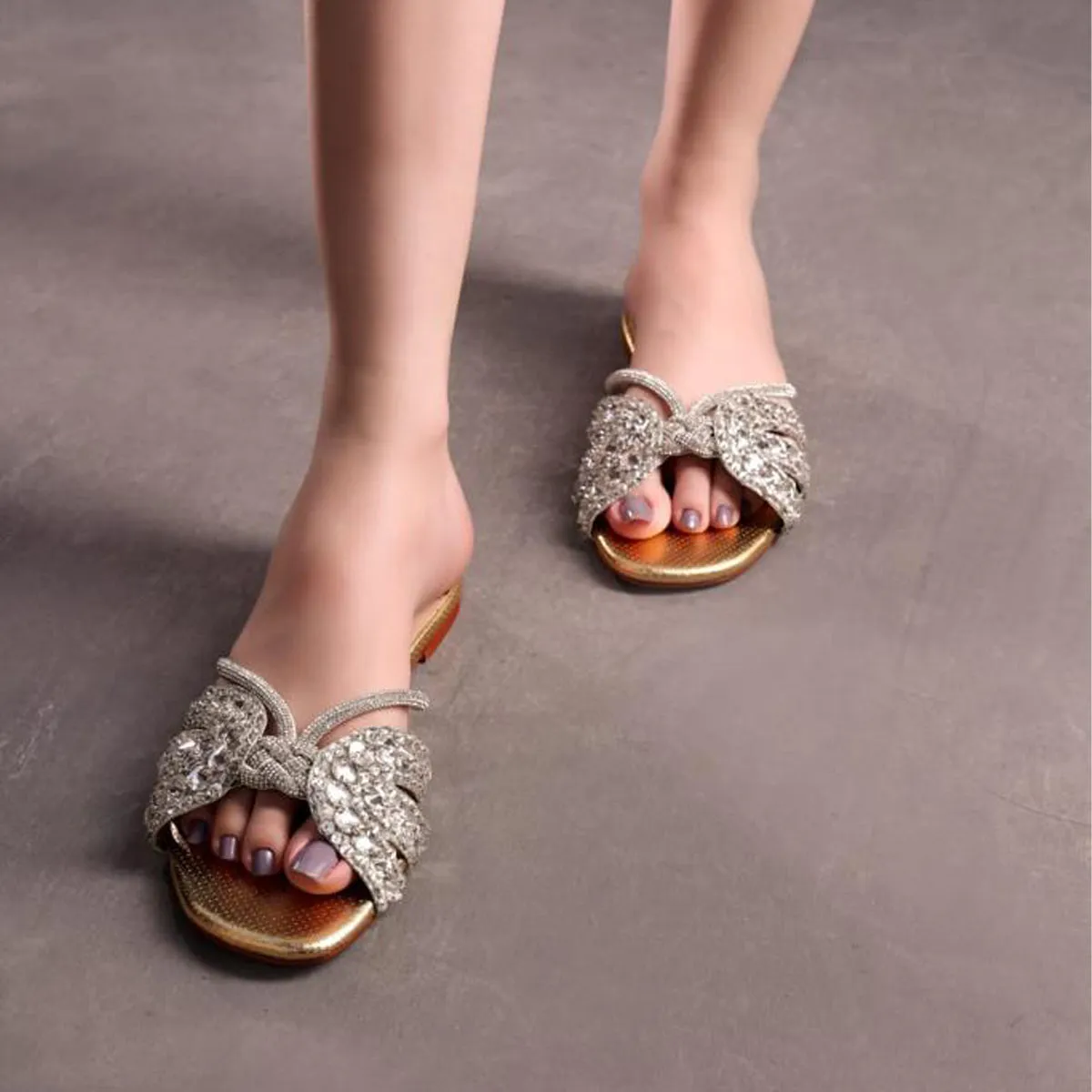 Sasha - Gold Textured Flats