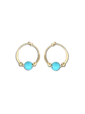 Turquoise Beaded Hoops