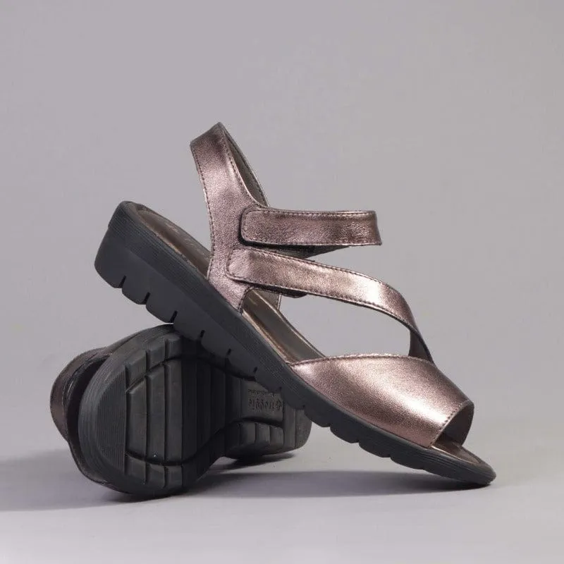 Velcro Sandal in Lead Metallic - 12538